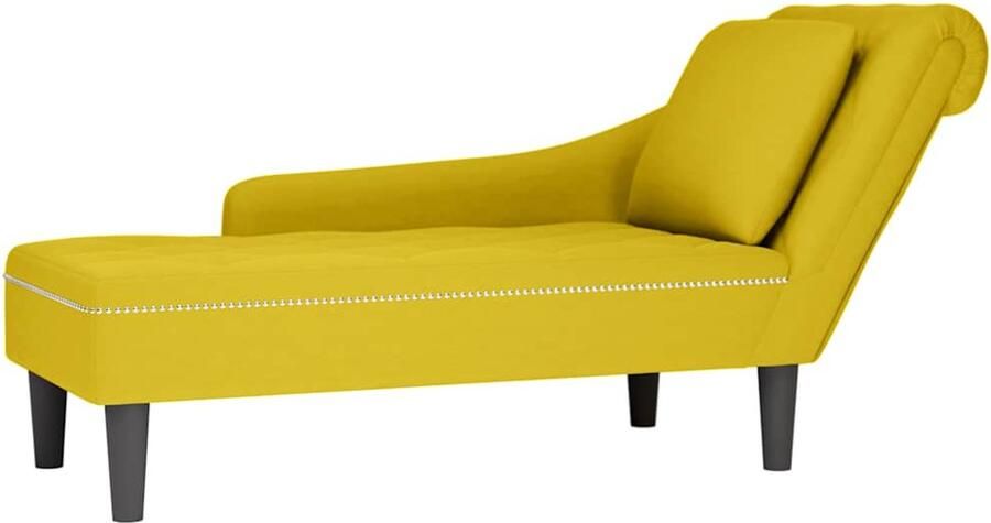 VidaXL Chaise longue met kussen en rechterarmleuning fluweel geel - Foto 2