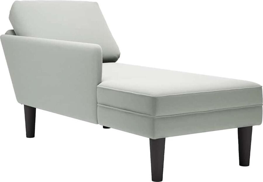 VidaXL Chaise longue met kussen & rechterarmleuning fluweel lichtgrijs