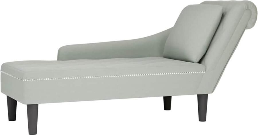 VidaXL Chaise longue met kussen & rechterarmleuning fluweel lichtgrijs