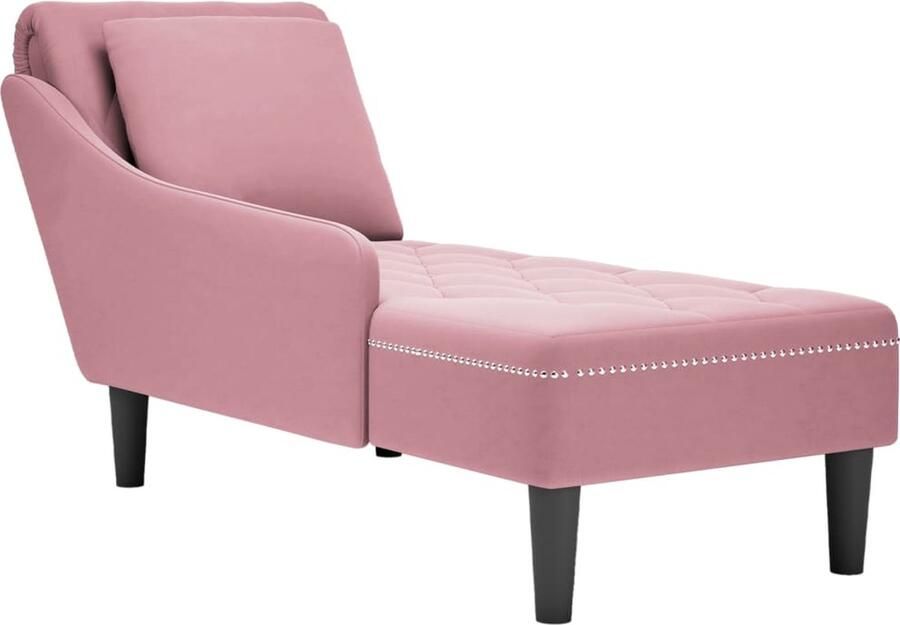 VidaXL Chaise longue met kussen en rechterarmleuning fluweel roze - Foto 2