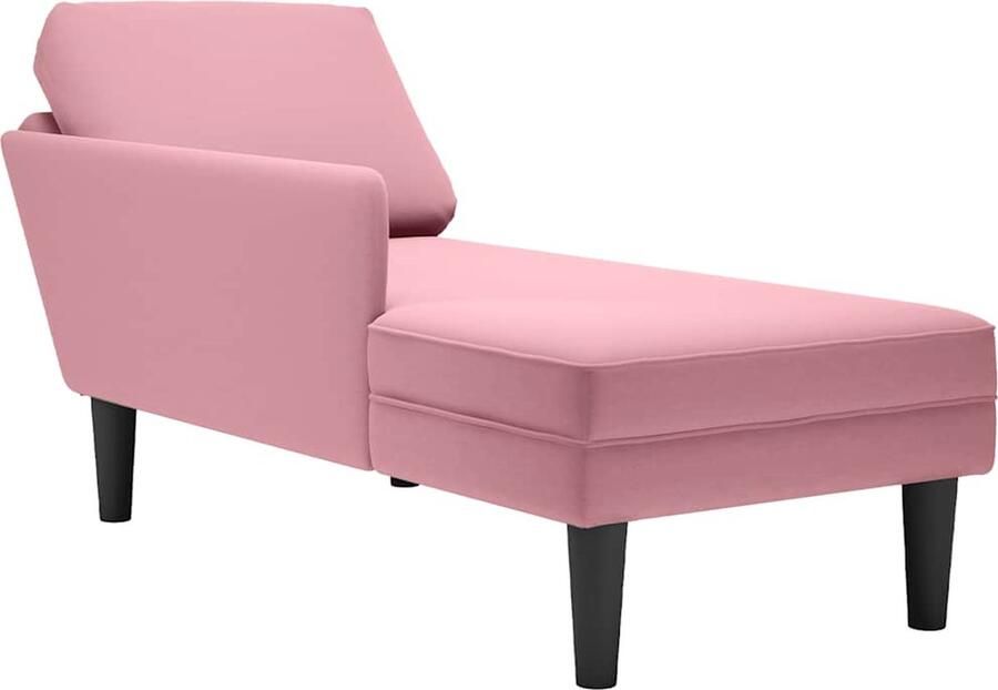 VidaXL Chaise longue met kussen en rechterarmleuning fluweel roze