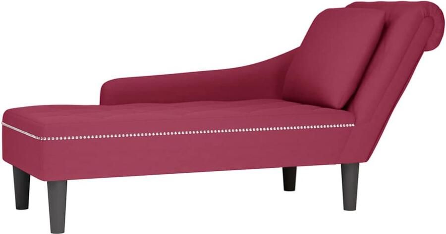 VidaXL Chaise longue met kussen en rechterarmleuning fluweel wijnrood