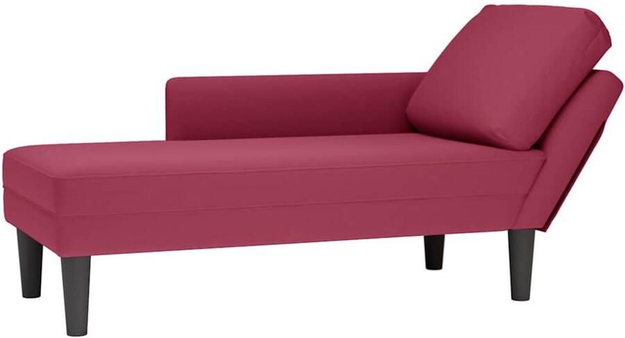 VidaXL Chaise longue met kussen en rechterarmleuning fluweel wijnrood