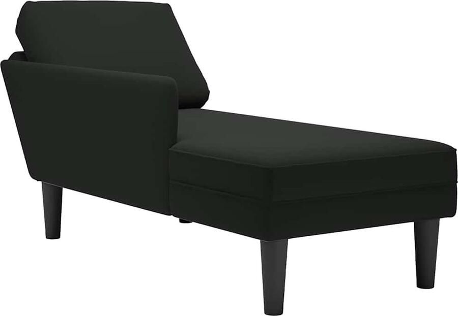 VidaXL Chaise longue met kussen en rechterarmleuning fluweel zwart