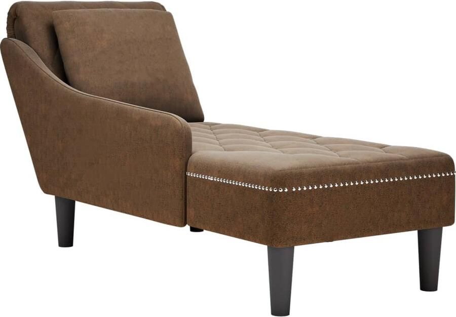 VidaXL Chaise longue met kussen en rechterarmleuning kunstleer bruin