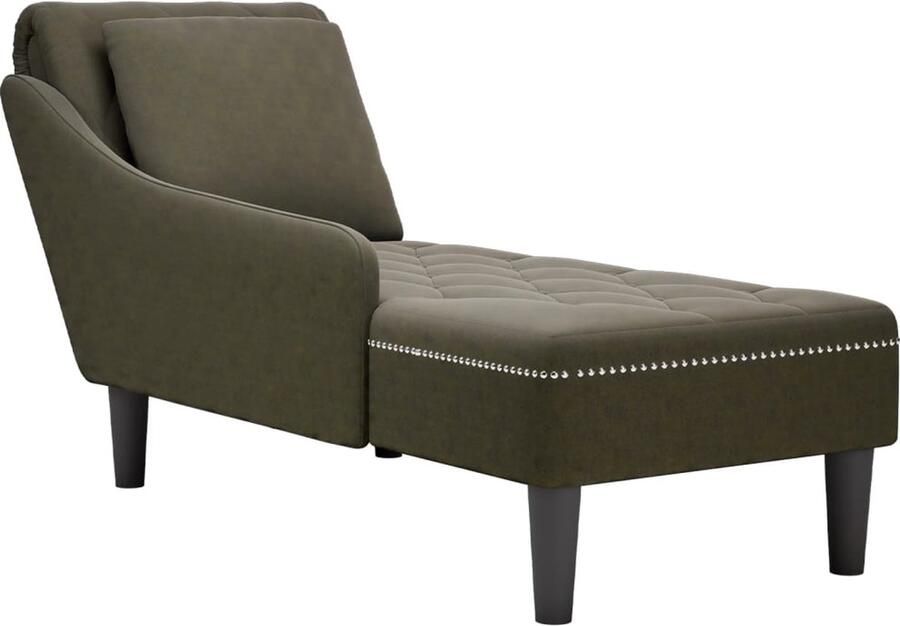 VidaXL Chaise longue met kussen&rechterarmleuning kunstleer legergroen - Foto 2