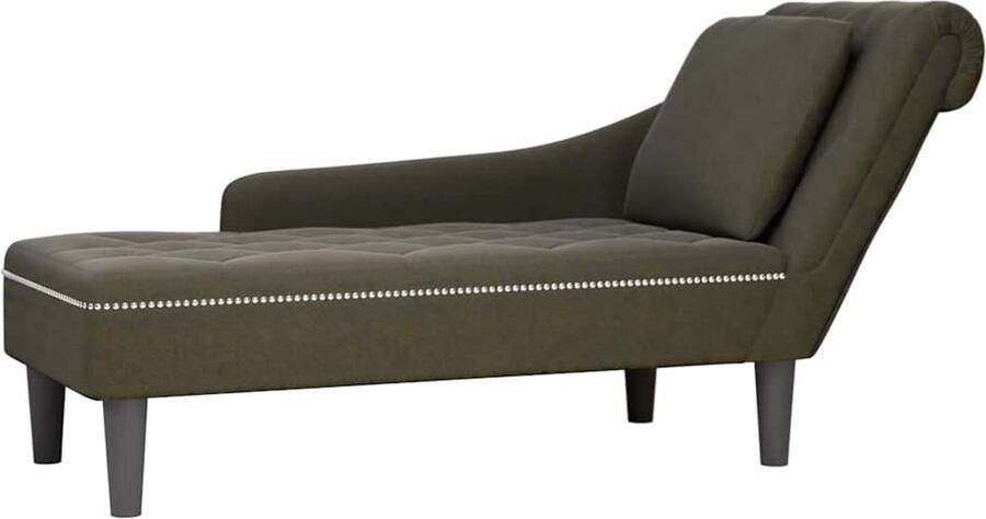 VidaXL Chaise longue met kussen&rechterarmleuning kunstleer legergroen