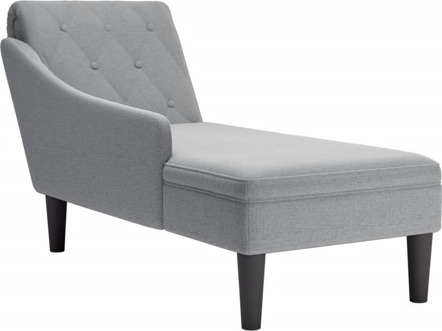 VidaXL Chaise longue met kussen en rechterarmleuning stof lichtgrijs - Foto 2