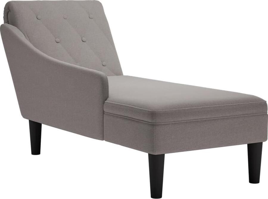 VidaXL Chaise longue met kussen en rechterarmleuning stof taupe - Foto 2