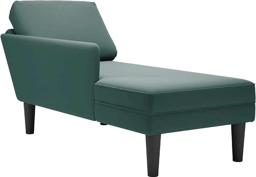 VidaXL Chaise longue met kussen Fluweel Donkergroen Chaise Longue Chaise Longues Chaise Lounge Stoel Chaise Lounge Fauteuil
