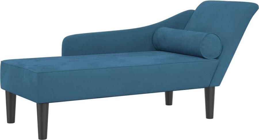 VidaXL Chaise longue met kussens fluweel blauw