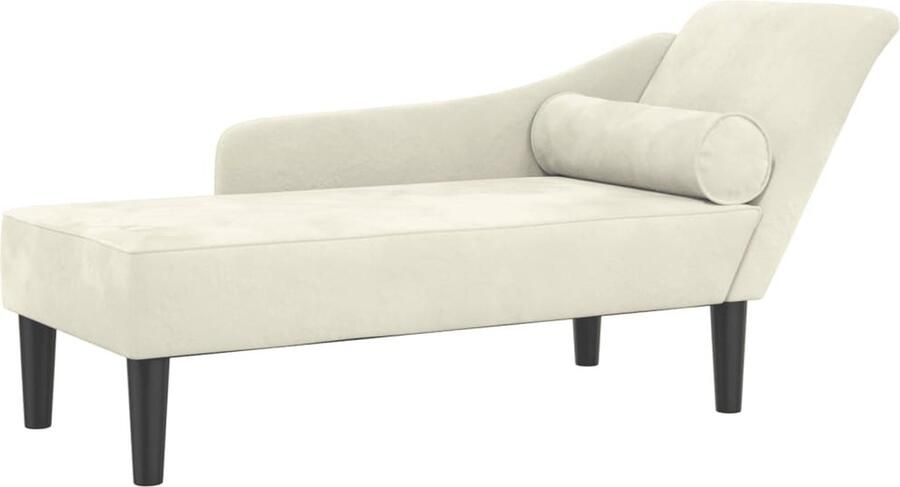 VidaXL Chaise longue met kussens fluweel crÃ¨mekleurig
