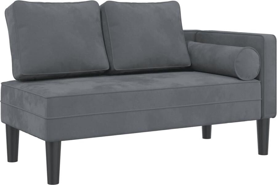 The Living Store Chaise Longue 116.5 x 62 x 57.5 cm Fluwelen stof Donkergrijs Chaise Longue Loungebank Fluweel Grijs Relaxstoel - Foto 2