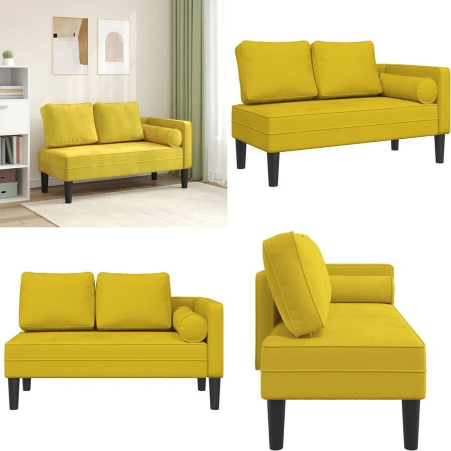 VidaXL Chaise longue met kussens fluweel geel Chaise Longue Chaise Longues Loungebank Divan