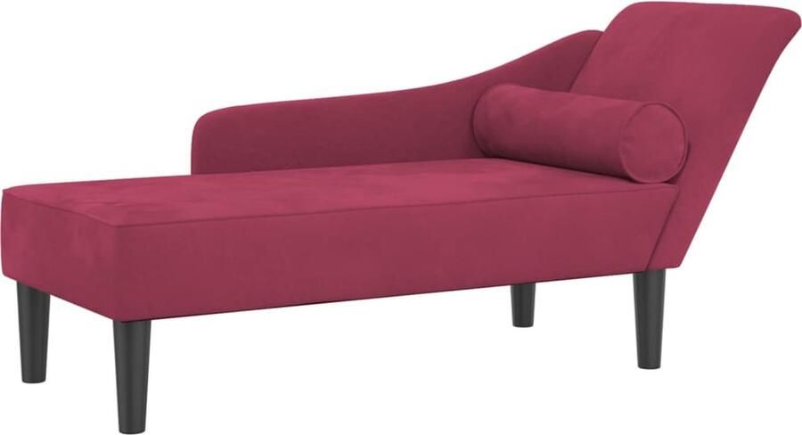 VidaXL Chaise longue met kussens fluweel wijnrood