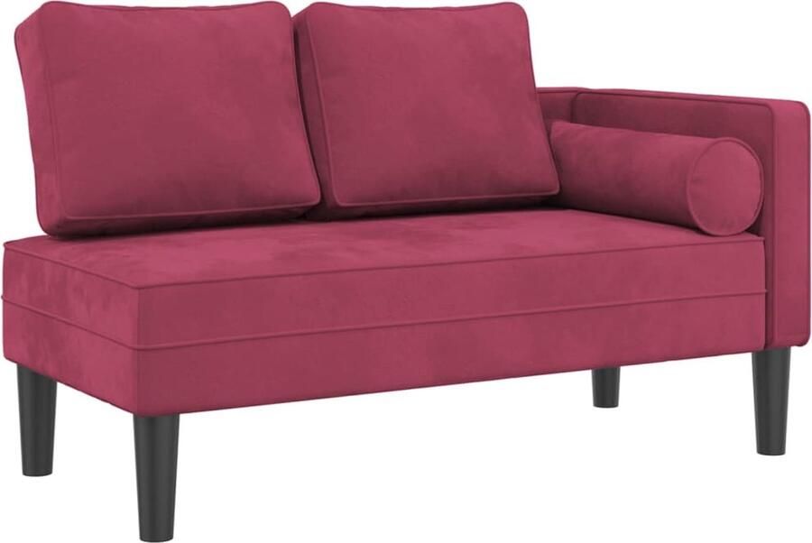VidaXL Chaise longue met kussens fluweel wijnrood - Foto 2