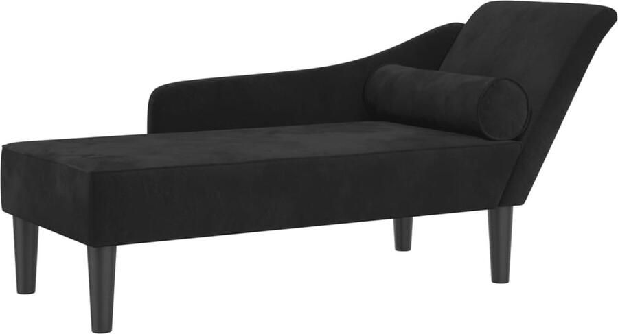 VidaXL Chaise longue zwart fluweel met kussen Chaise Longue Chaise Longues Loungebank Divan