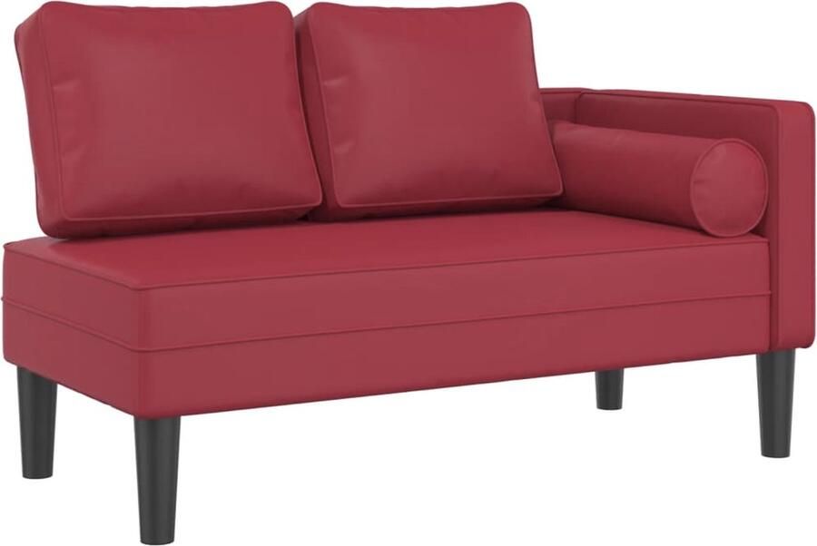 VidaXL Chaise longue met kussens kunstleer wijnrood