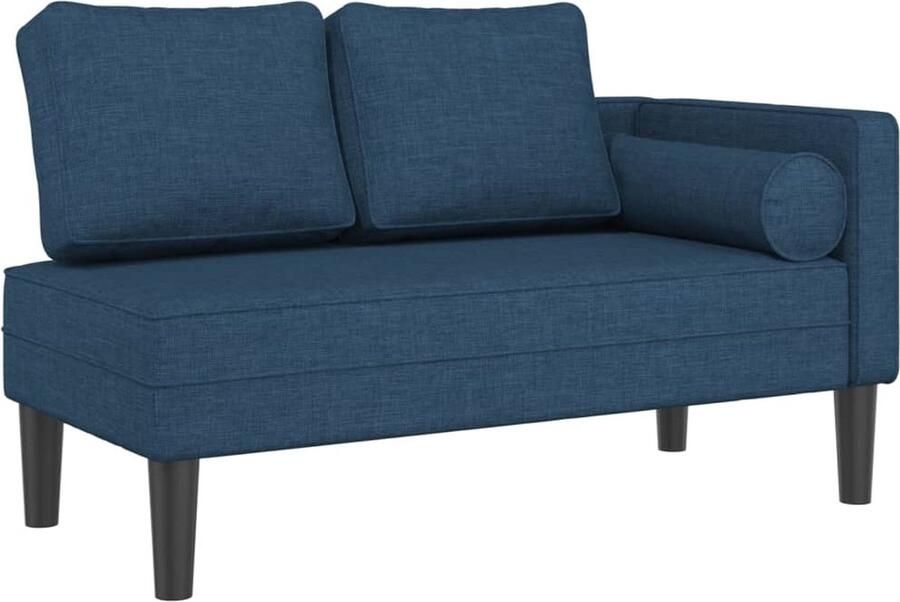 VidaXL Chaise longue met kussens stof blauw