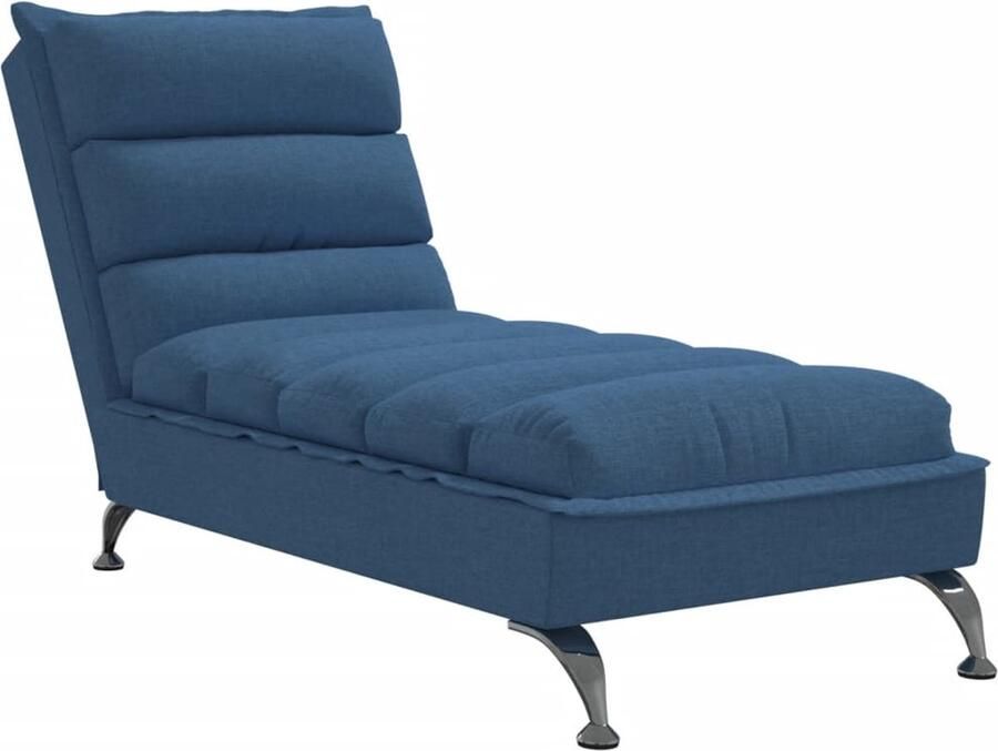 VidaXL Chaise longue met kussens stof blauw