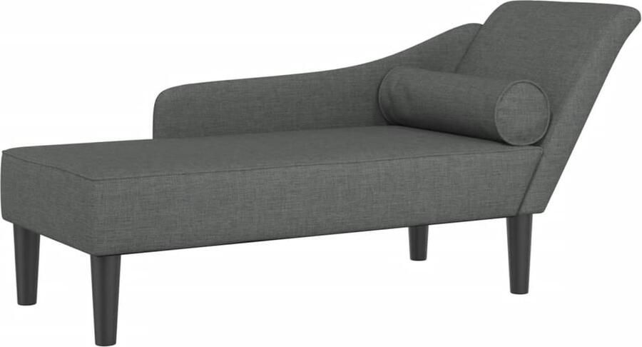 VidaXL Chaise longue met kussens stof donkergrijs