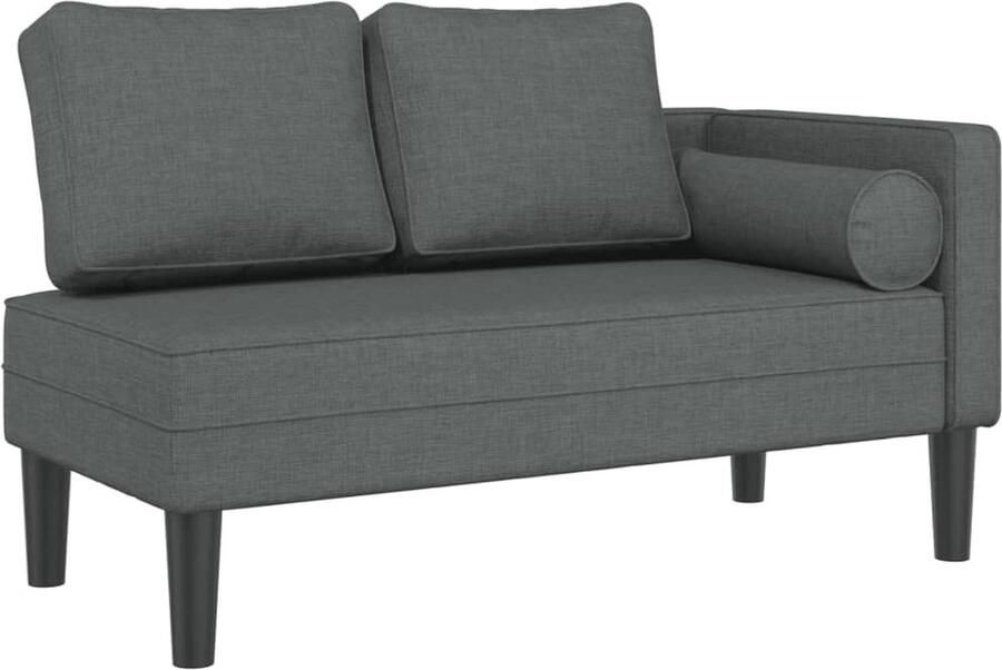 VidaXL Chaise longue met kussens stof donkergrijs