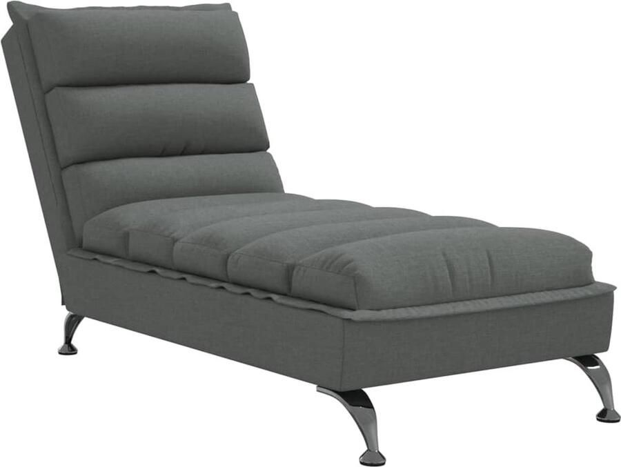 VidaXL Chaise longue met kussens stof donkergrijs