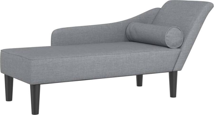 VidaXL Chaise longue met kussens stof lichtgrijs