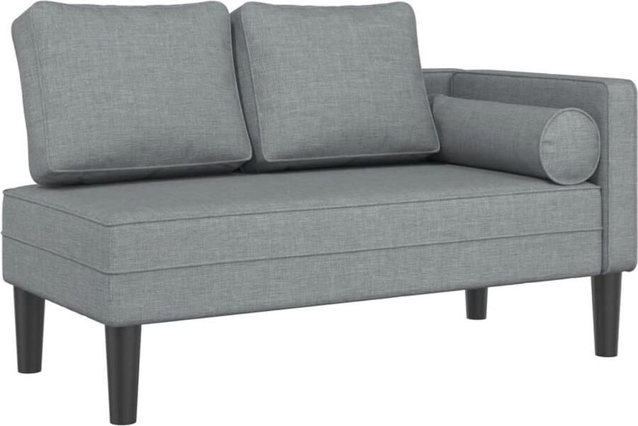 VidaXL Chaise longue met kussens stof lichtgrijs