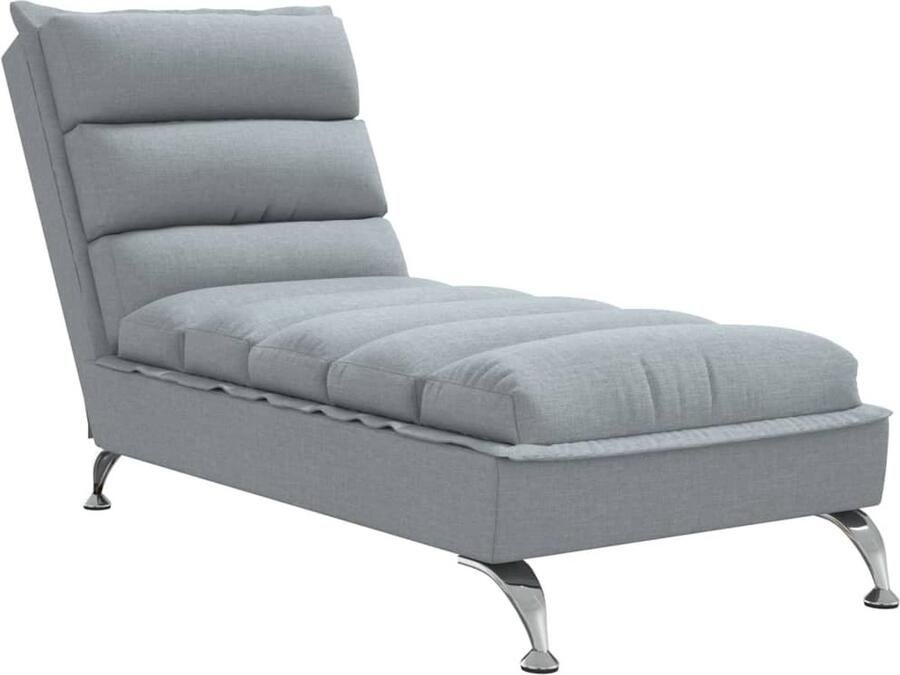 VidaXL -Chaise-longue-met-kussens-stof-lichtgrijs