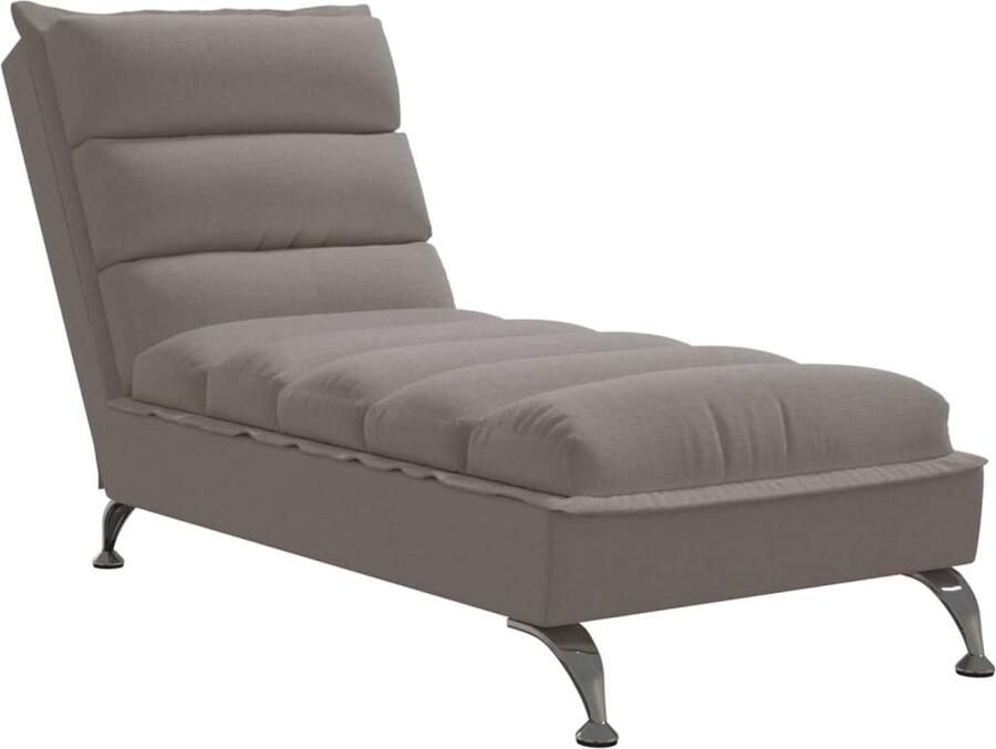 VidaXL Chaise longue met kussens stof taupe - Foto 2