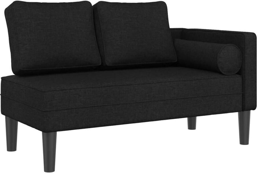 VidaXL Chaise longue met kussens stof zwart - Foto 2