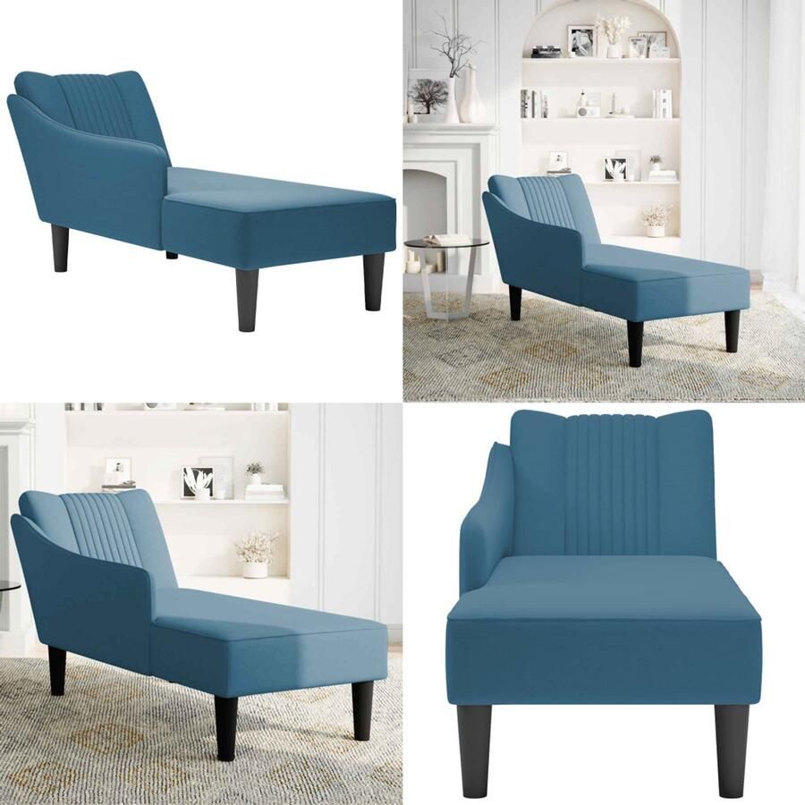 VidaXL Chaise longue met rechterarmleuning fluweel blauw Chaise Longue Chaise Longues Chaise Lounge Stoel Chaise Lounge Fauteuil