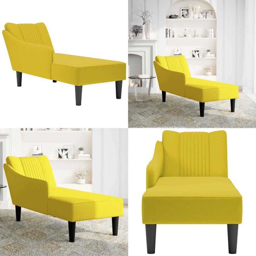 VidaXL Chaise longue met rechterarmleuning fluweel geel Chaise Longue Chaise Longues Chaise Lounge Stoel Chaise Lounge Fauteuil