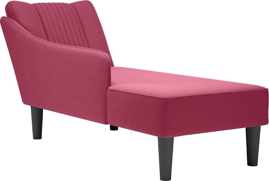 VidaXL Chaise longue met rechterarmleuning fluweel wijnrood