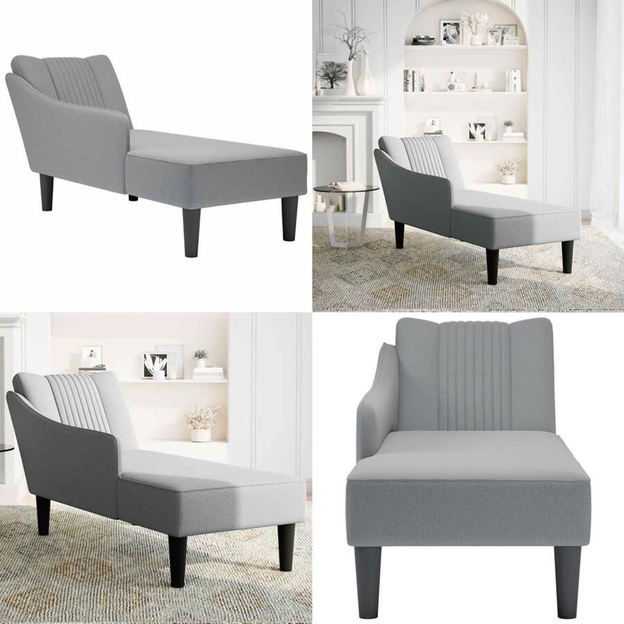 VidaXL Chaise longue met rechterarmleuning stof lichtgrijs Chaise Longue Chaise Longues Chaise Lounge Stoel Chaise Lounge Bank Stoel