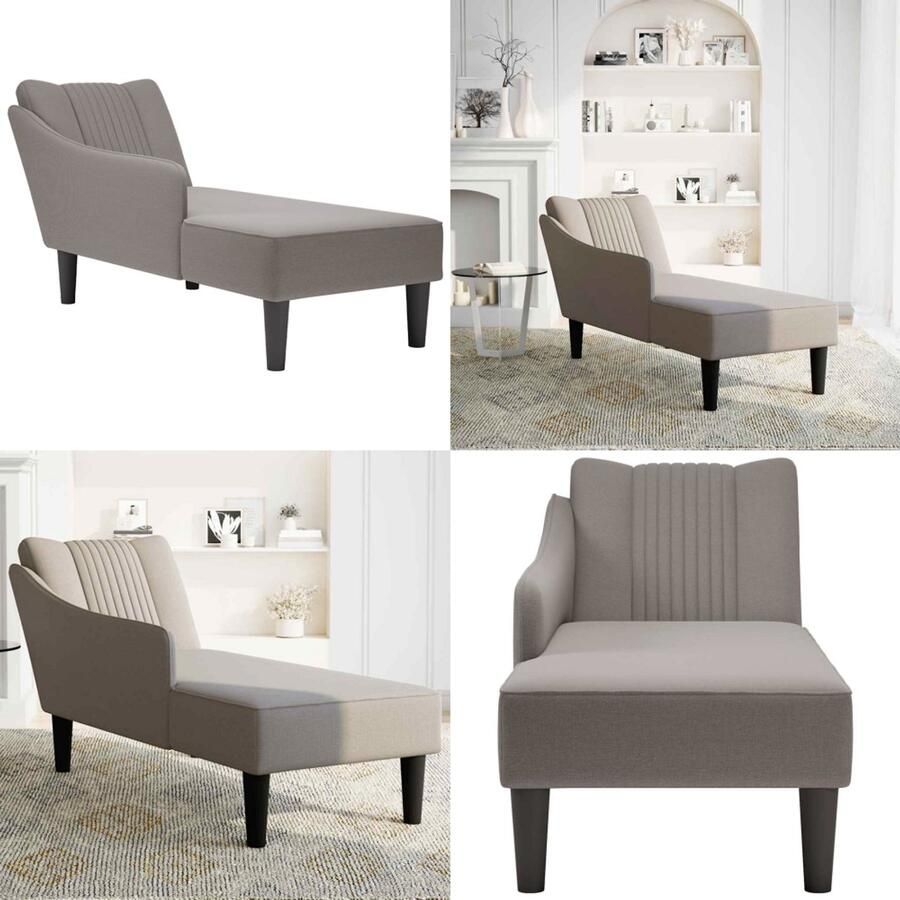 VidaXL Chaise longue met rechterarmleuning stof taupe Chaise Longue Chaise Longues Chaise Lounge Stoel Chaise Lounge Bank Stoel