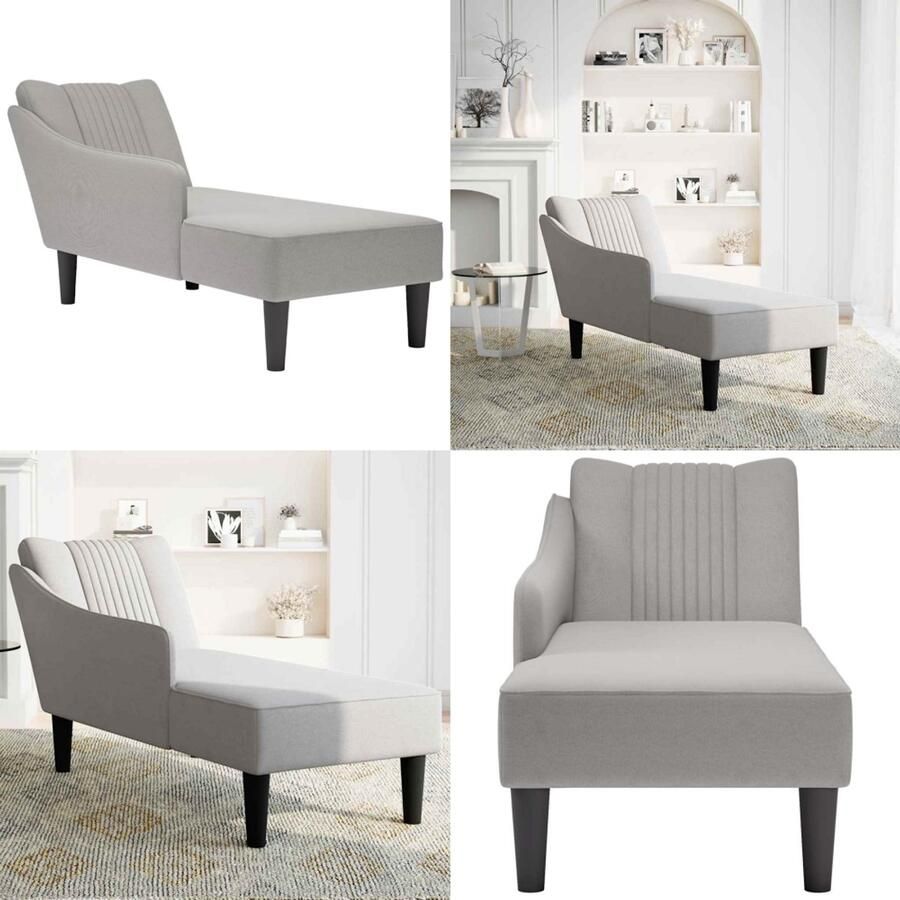 VidaXL Chaise longue met rechterarmleuning stof wolk grijs Chaise Longue Chaise Longues Chaise Lounge Stoel Chaise Lounge Bank Stoel