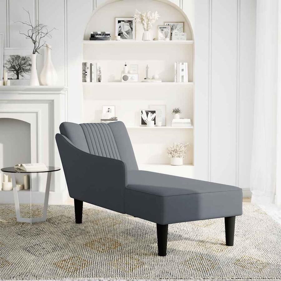 VidaXL Chaise longue Rechterarm Fluweel Donkergrijs Chaise Longue Chaise Longues Chaise Lounge Stoel Chaise Lounge Fauteuil