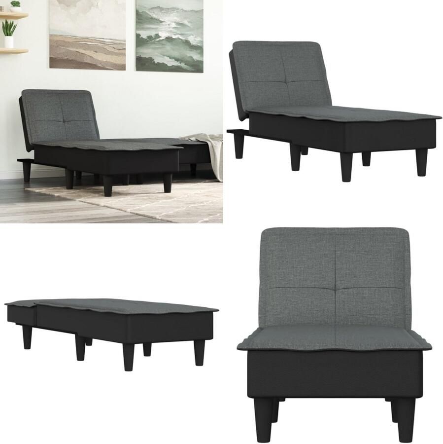 VidaXL Chaise longue stof donkergrijs Chaise Longue Chaise Longues Loungebank Divan