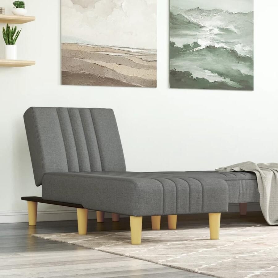 VidaXL Chaise longue stof donkergrijs Comfortabel design Verstelbare Chaise Lounge Loungebank Relaxfauteuil Donker Grijze Fauteuil Fauteuils Grijs Tuinlounge - Foto 2