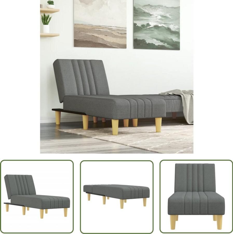 VidaXL Chaise longue stof donkergrijs Comfortabel design Verstelbare Chaise Lounge Loungebank Relaxfauteuil Donker Grijze Fauteuil Fauteuils Grijs Tuinlounge