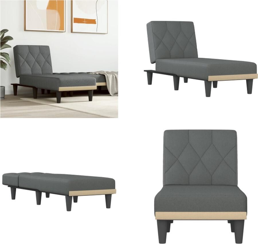 VidaXL -Chaise-longue-stof-donkergrijs - Foto 4
