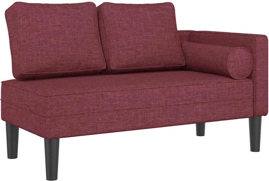 VidaXL Chaise longue Stof Wijnrood Inclusief kussens Chaise Lounge Loungebank Tuinmeubelen Buitenleven Relaxen Rood Meubilair Comfortabel Zitten