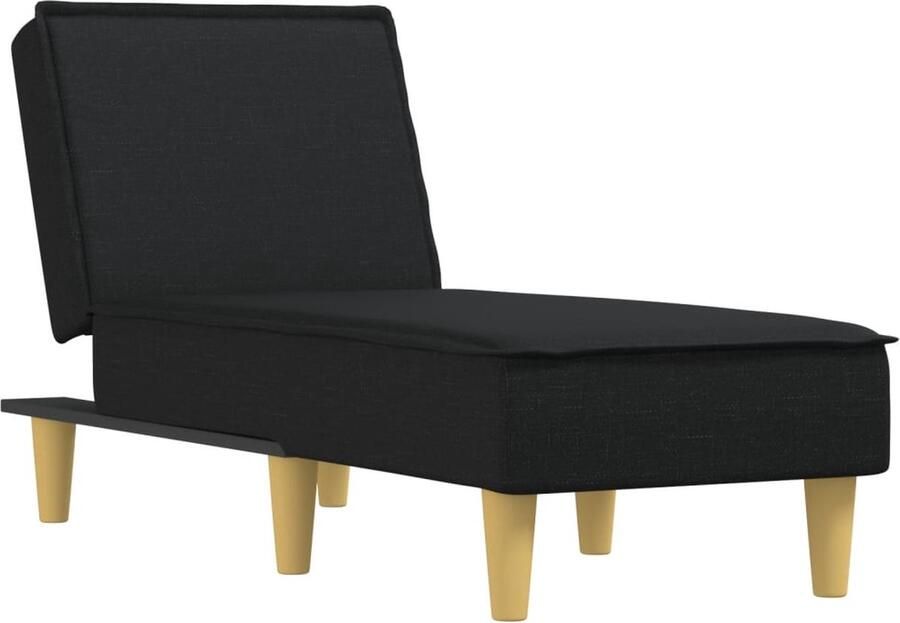 VidaXL Chaise longue Stof Zwart Comfortabel design Verstelbare Chaise Lounge Loungestoel Relaxfauteuil Comfortabele Fauteuil Slaapbank Guestbed Kleine Meubels Modern Wonen Minimalistisch Meubilair Zwarte Meubelen