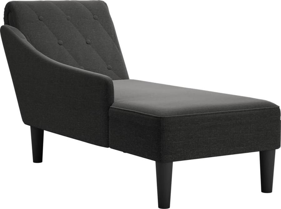 VidaXL Chaise longue Stof Zwart Met kussen Chaise Lounge Relaxstoel Zitbank Velours Stoffen Meubels Zwarte Fauteuil