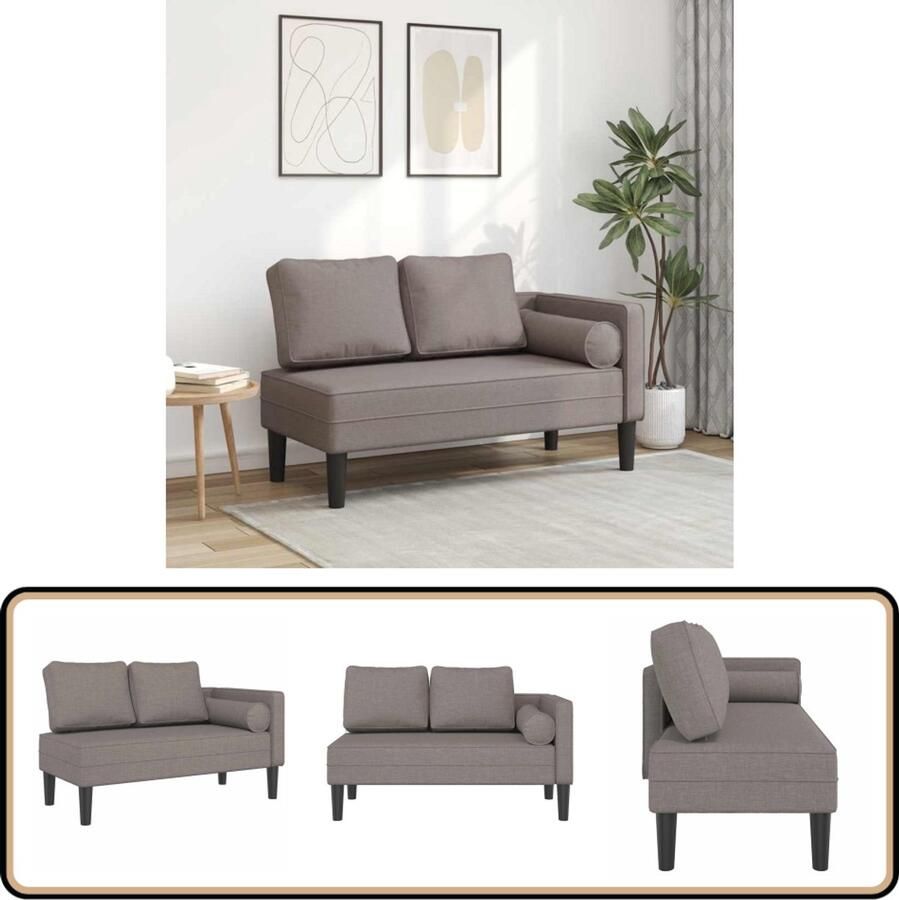 VidaXL Chaise longue Taupe Inclusief kussens Chaise Lounge Loungestoel Relaxstoel Tuinlounge Buitenstoelen Comfortabel Zitten Taupechaise Lounge