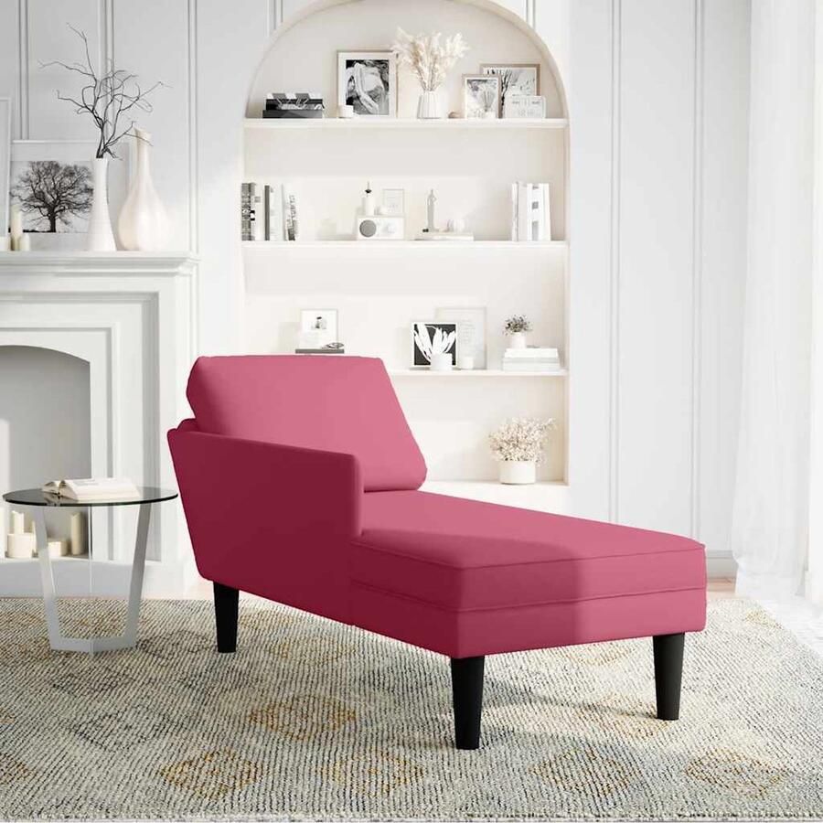 VidaXL Chaise Longue Wijnrood Luxe Fluwelen Stijl Chaise Longue Chaise Longues Chaise Lounge Stoel Chaise Lounge Fauteuil