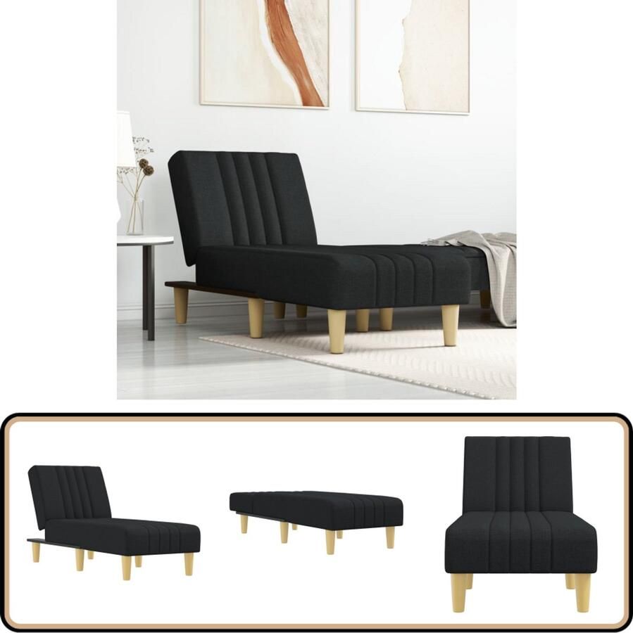 VidaXL Chaise Longue Zwart Comfortabel Design Verstelbare Chaise Lounge Loungebank Ligbed Relaxfauteuil Zwarte Chaise Lounge