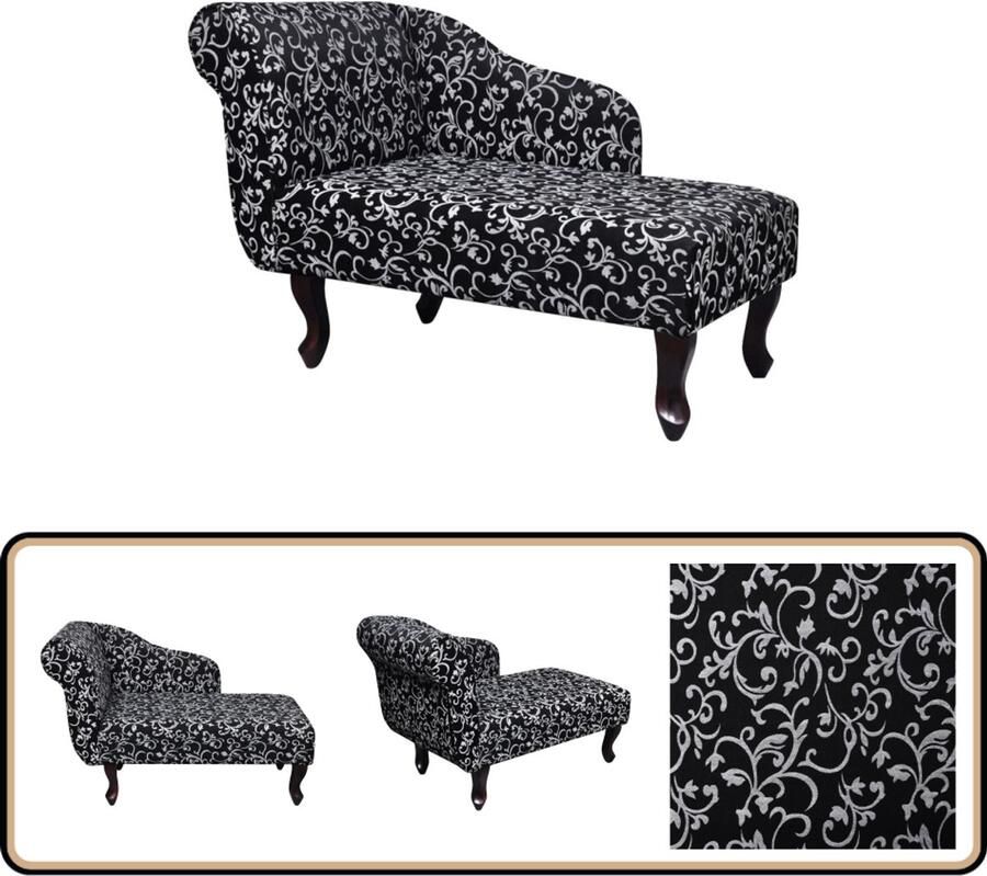 VidaXL Chaise Longue Zwart en Wit Comfortabel Design Chaise Lounge Stoffen Bank Loungebank Relaxfauteuil Comfortabele Fauteuil
